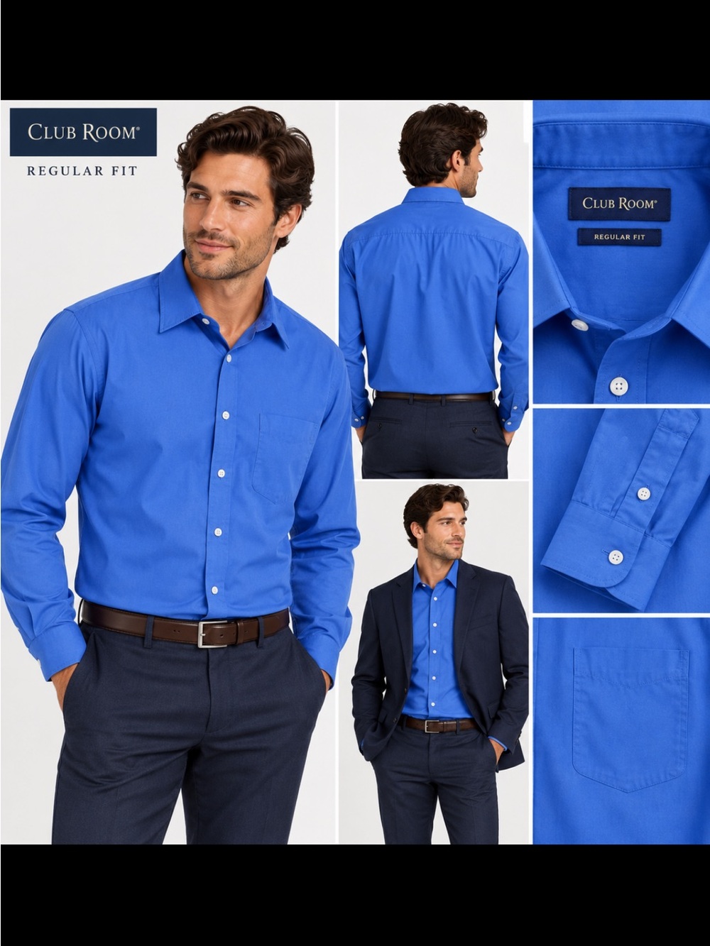 Club Room Men's Long-Sleeve Button-Up Shirt in Royal Blue